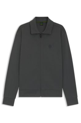 Cotton-blend zip-up sweatshirt with Double B monogram, Dark Grey