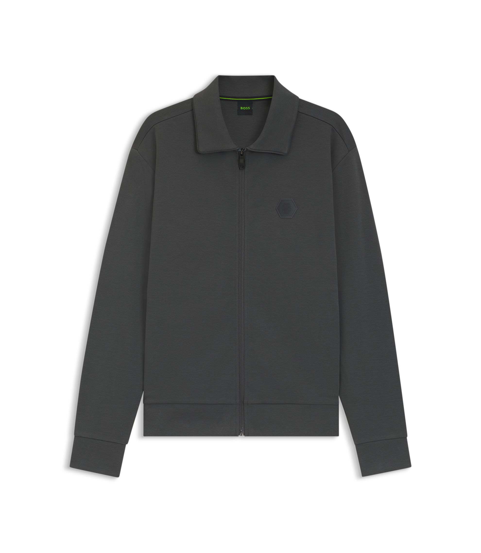 BOSS - Cotton-blend zip-up sweatshirt with Double B monogram