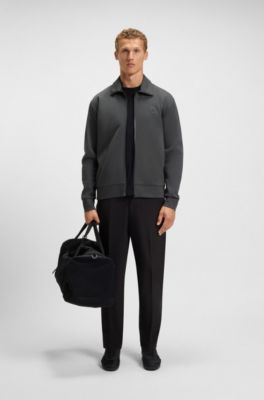 Cotton-blend zip-up sweatshirt with Double B monogram, Dark Grey