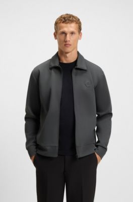 Cotton-blend zip-up sweatshirt with Double B monogram, Dark Grey