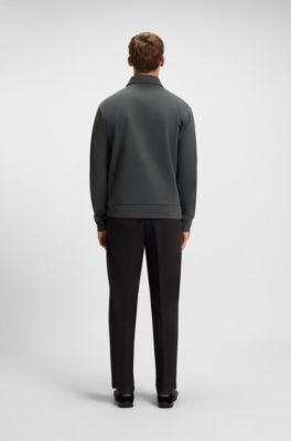 Cotton-blend zip-up sweatshirt with Double B monogram, Dark Grey