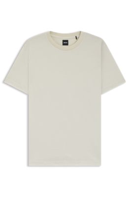 Camiseta de algod&oacute;n mercerizado con jacquard geom&eacute;trico, Blanco