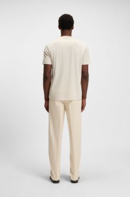 Camiseta de algod&oacute;n mercerizado con jacquard geom&eacute;trico, Blanco