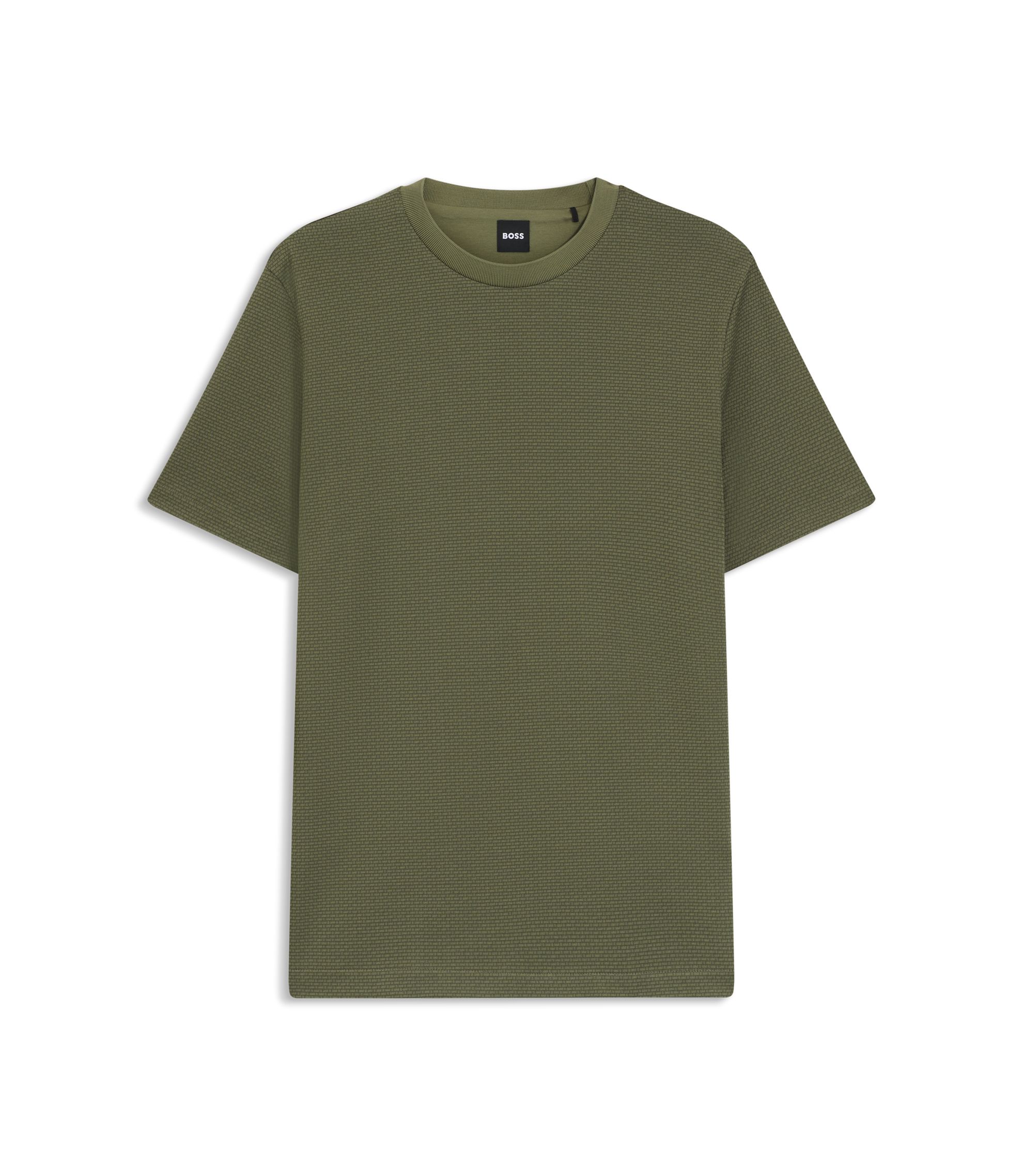 BOSS - Geometric-jacquard T-shirt in mercerised cotton - Green