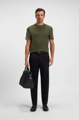 Geometric-jacquard T-shirt in mercerised cotton, Green