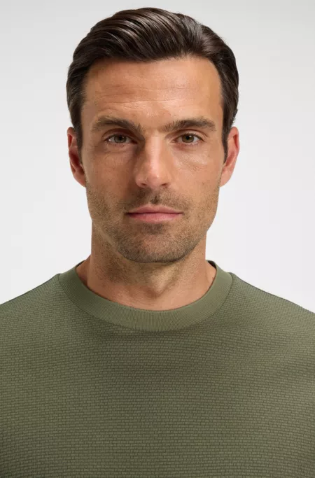 Geometric-jacquard T-shirt in mercerised cotton