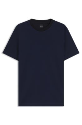 BOSS - Geometric-jacquard T-shirt in mercerized cotton