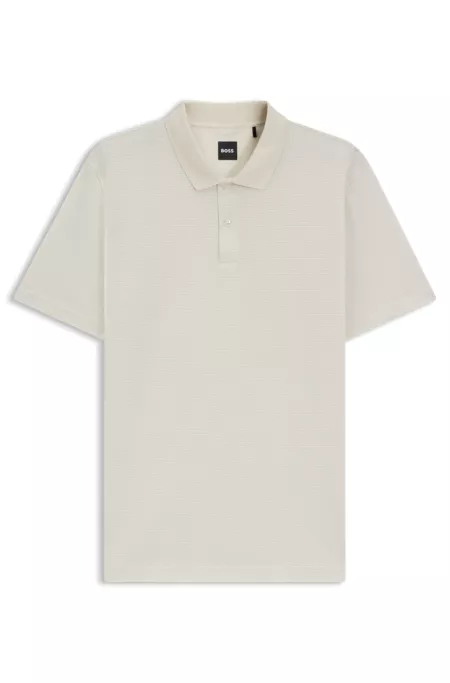 Geometric-jacquard polo shirt in mercerised cotton