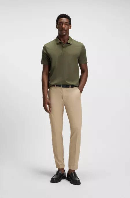 Geometric-jacquard polo shirt in mercerised cotton