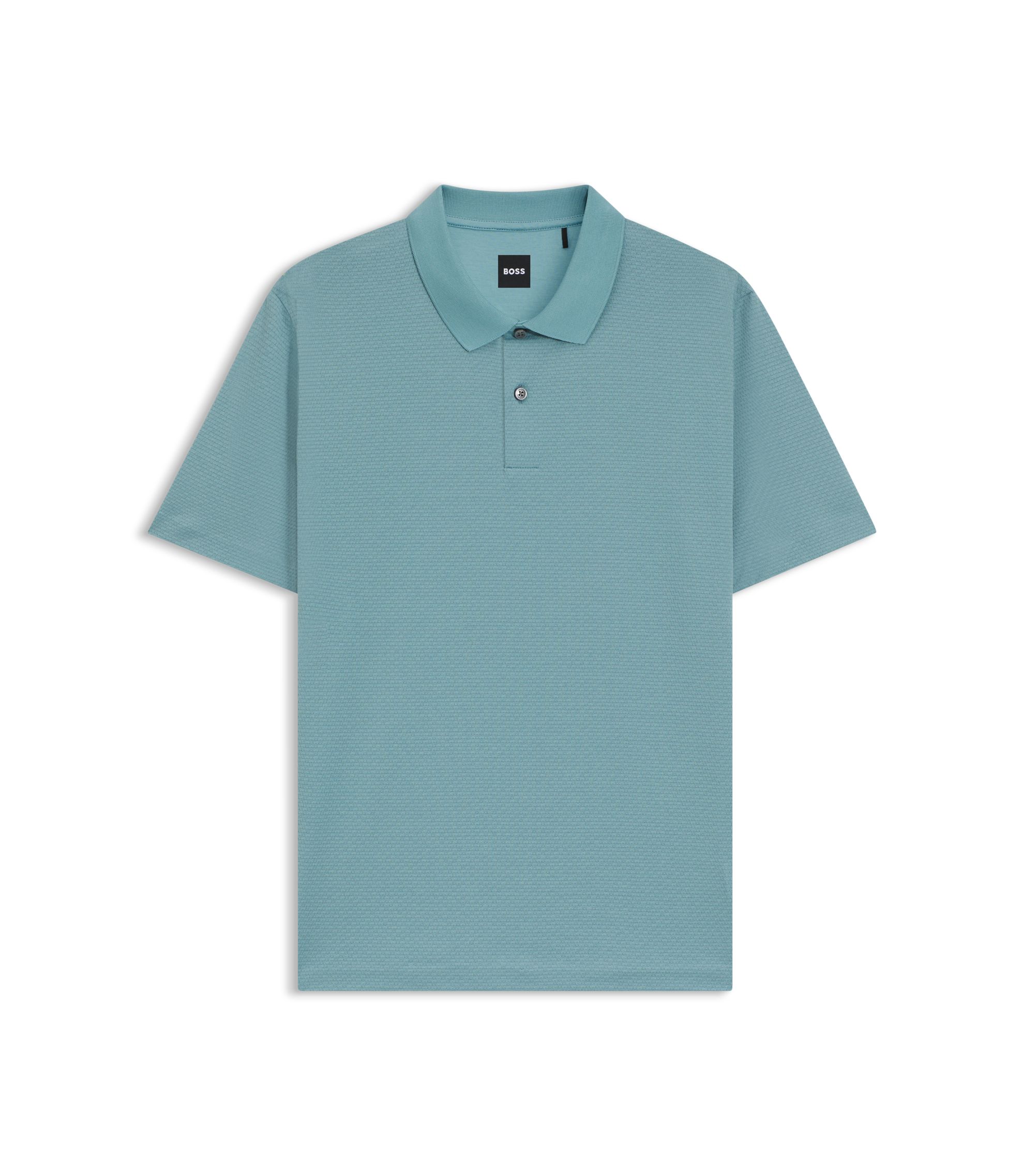 HUGO BOSS ポロシャツ XXL BOSS - Geometric-jacquard polo shirt in mercerised cotton - Light Blue