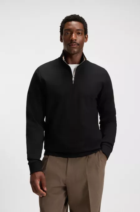 Zip-neck sweatshirt in a cotton blend
