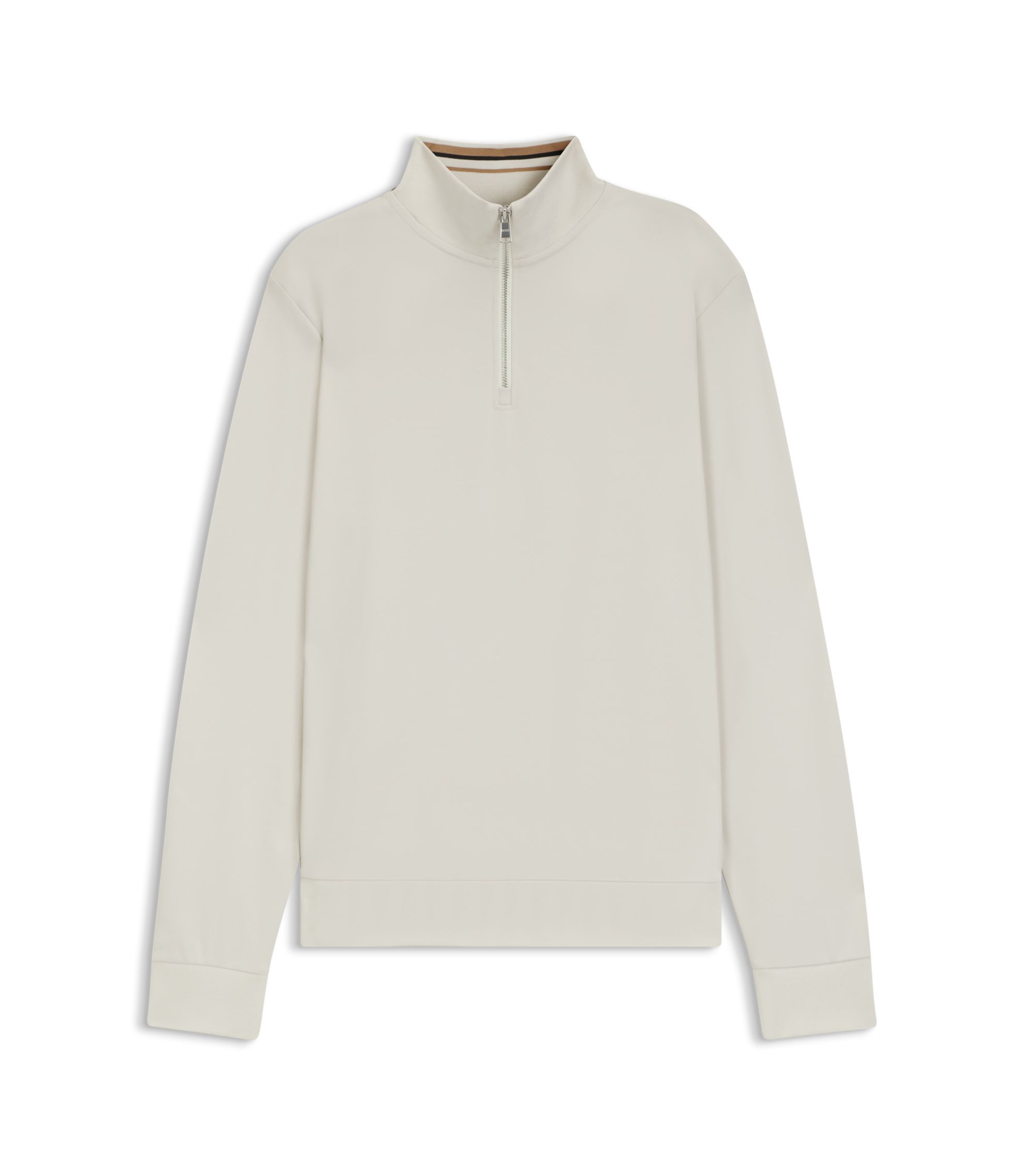 BOSS - Zip-neck sweatshirt in a cotton blend - White