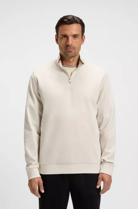 Zip-neck sweatshirt in a cotton blend