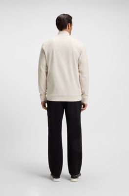 Zip-neck sweatshirt in a cotton blend, White