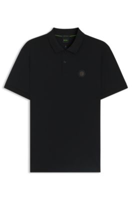 Pima-cotton polo shirt with Double B monogram, Black