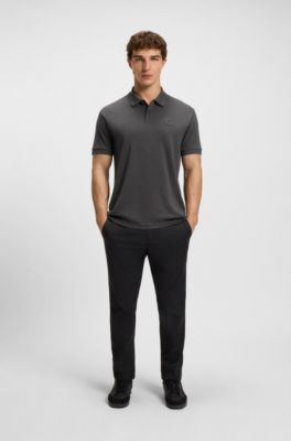 Polo en coton Pima &agrave; monogramme Double&nbsp;B, Gris sombre