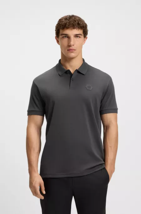 Pima-cotton polo shirt with Double B monogram