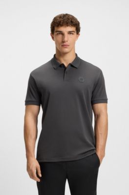 Polo en coton Pima &agrave; monogramme Double&nbsp;B, Gris sombre