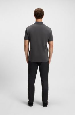 Pima-cotton polo shirt with Double B monogram, Dark Grey