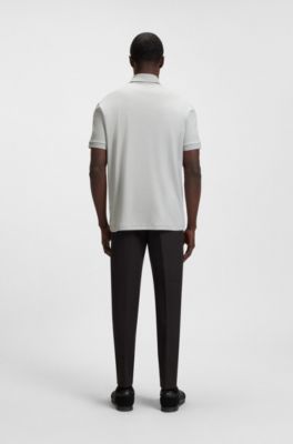 Pima-cotton polo shirt with Double B monogram, Light Grey