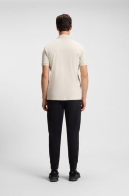 Pima-cotton polo shirt with Double B monogram, Light Beige