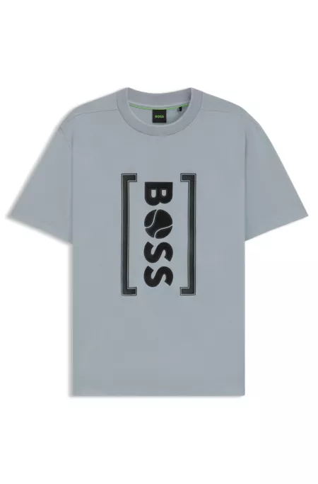 Interlock-cotton T-shirt with mesh-print artwork
