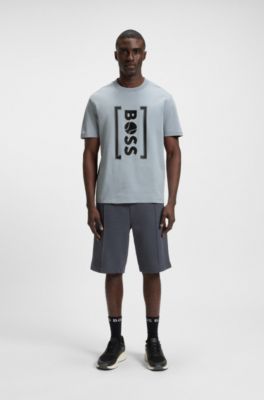 T-shirt Relaxed avec logo imprim&eacute; en mesh d&rsquo;inspiration tennis, Gris sombre