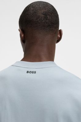 Camiseta relaxed fit con logo estampado en malla inspirado en el tenis, Gris oscuro