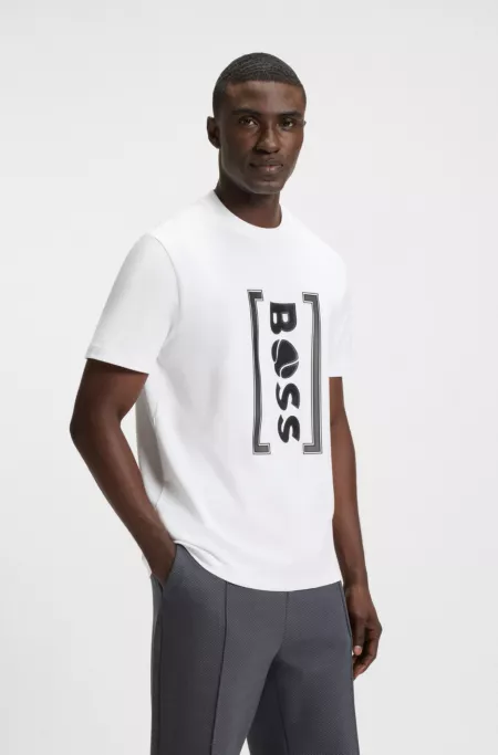 Interlock-cotton T-shirt with mesh-print artwork