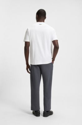 Interlock-cotton T-shirt with mesh-print artwork, White