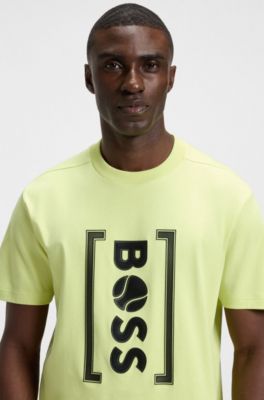 Interlock-cotton T-shirt with mesh-print artwork, Light Green