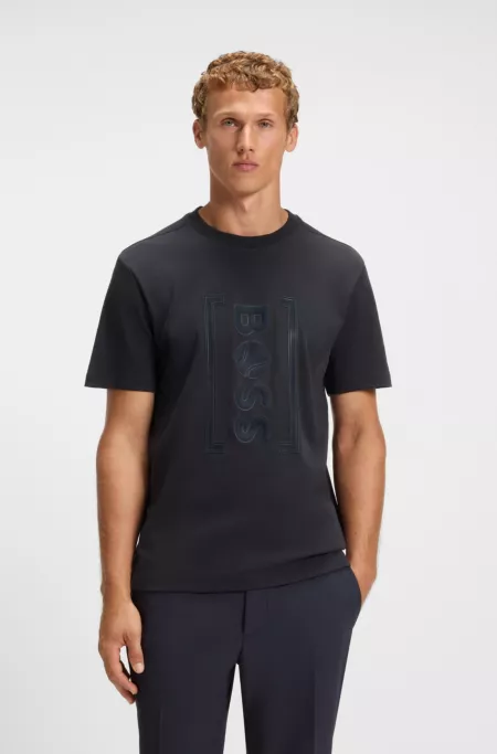 Interlock-cotton T-shirt with mesh-print artwork