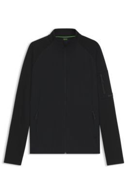 Regular-fit zip sweatshirt with decorative reflective details, Black