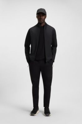 Sudadera regular fit con cremallera y detalles reflectantes decorativos, Negro