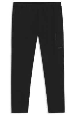 Regular-fit tracksuit bottoms with decorative reflective details, Black