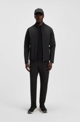 Regular-fit tracksuit bottoms with decorative reflective details, Black