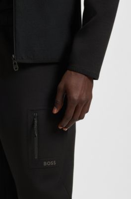 Regular-fit tracksuit bottoms with decorative reflective details, Black