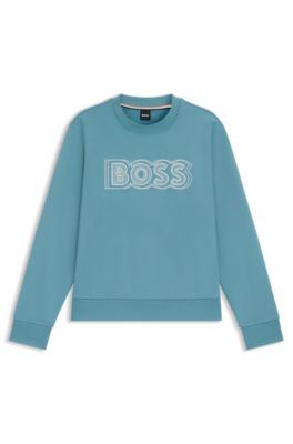 Sudadera de felpa de algod&oacute;n con logo de dise&ntilde;o, Celeste