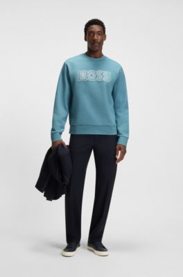 Sudadera de felpa de algod&oacute;n con logo de dise&ntilde;o, Celeste