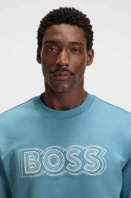 Logo-artwork T-shirt in cotton terry, Light Blue