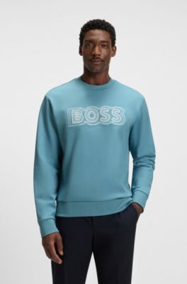 Logo-artwork T-shirt in cotton terry, Light Blue