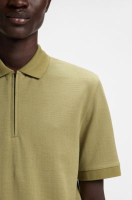 Polo de cuello con cremallera en jacquard de algod&oacute;n mercerizado y seda, Cal