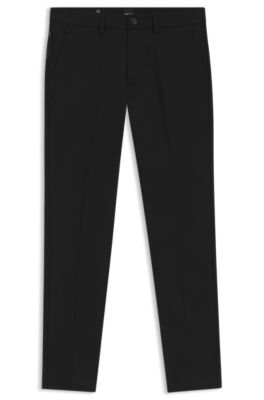 Pantalon Slim en twill de coton m&eacute;lang&eacute;, Noir