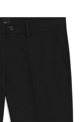 Pantalon Slim en twill de coton m&eacute;lang&eacute;, Noir
