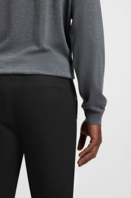 Pantalones slim fit de sarga de algod&oacute;n, Negro