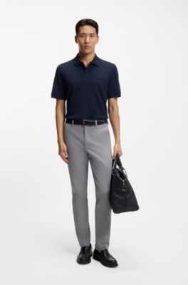 Slim-fit pants in cotton-blend twill, Silver