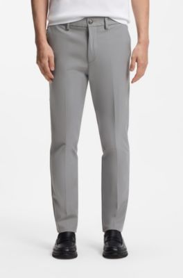 Pantalon Slim en coton stretch m&eacute;lang&eacute;, Argent