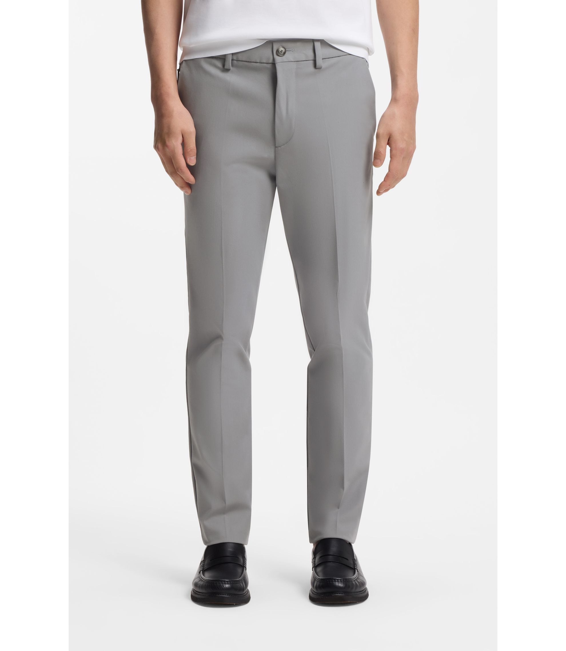 light grey dress pants for men Stretch Linen Dress Pants for Tall Men in Navy Linen - main image 1