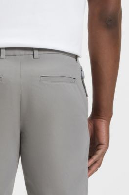 Pantalones slim fit de sarga de algod&oacute;n, Gris claro