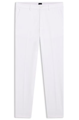 Pantalon Slim en coton stretch m&eacute;lang&eacute;, Blanc